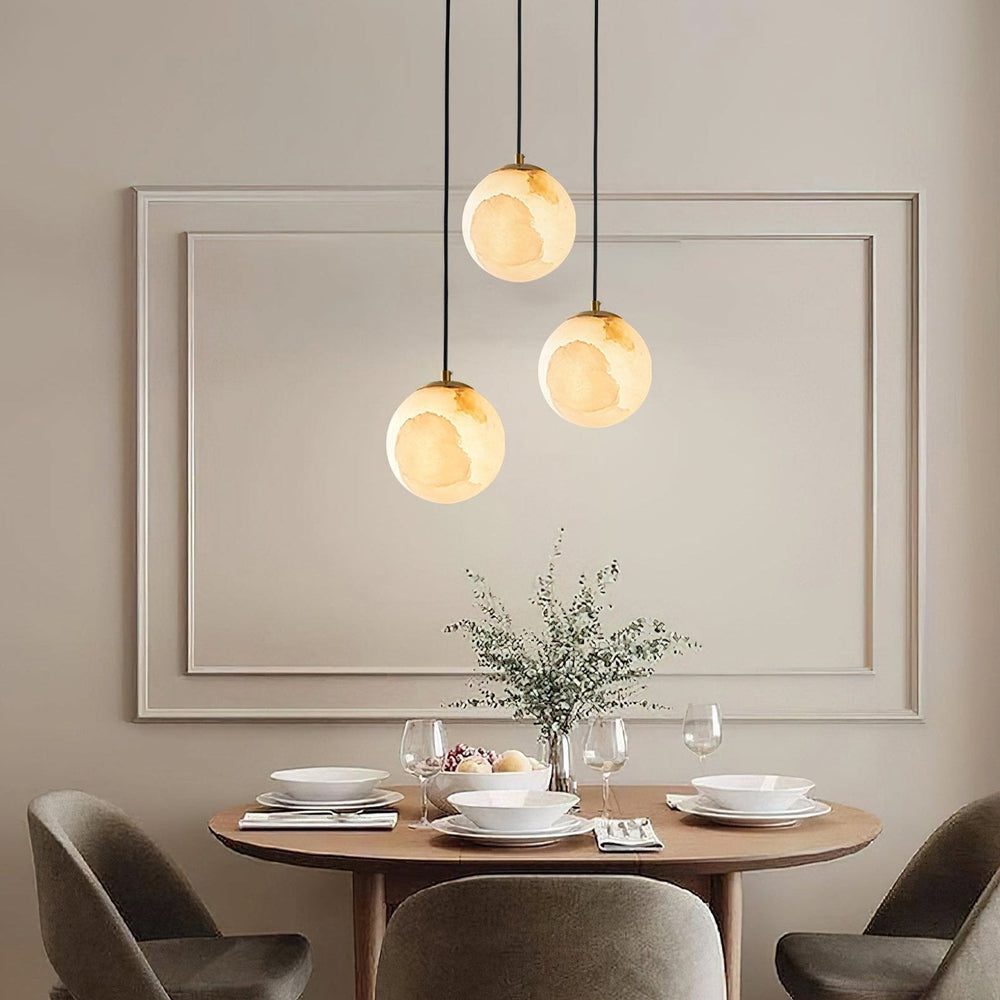 alabaster globe pendant light Black Dia 15 cm (5.91")