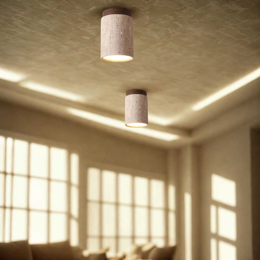 Orin natural travertine flush mount ceiling light