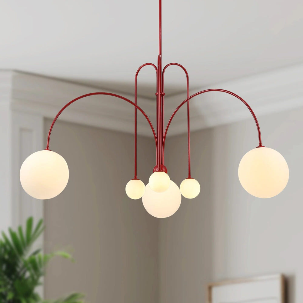 Gran Finale Nordic white glass pendant light in burgundy finish