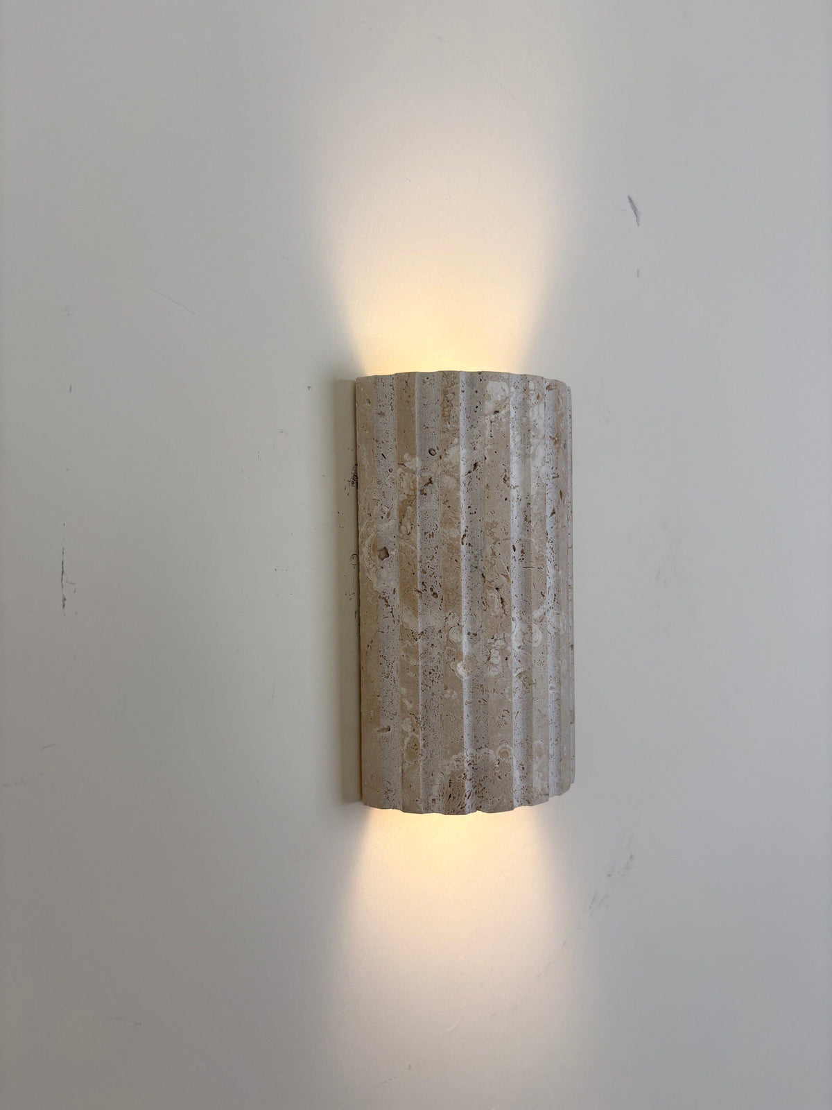 Solaro natural yellow travertine up and down outdoor wall light