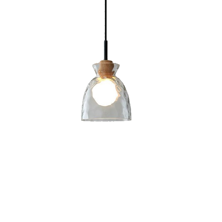 Dane Nordic rippled glass pendant light in bowl shape with white suspension cord