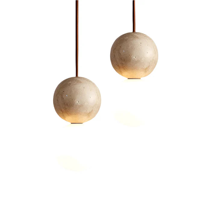 Cream Travertine Globe Pendant Light