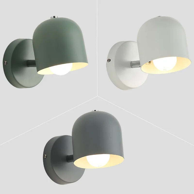 Nordic Macaron glass wall light in grey with rounded glass shade