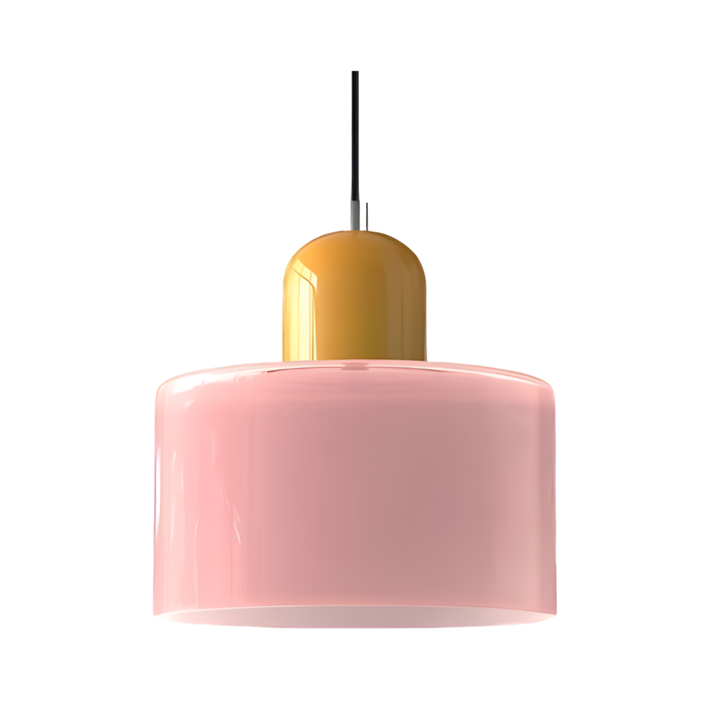 Nordic Bauhaus two-tone glass pendant light in emerald green and olive green