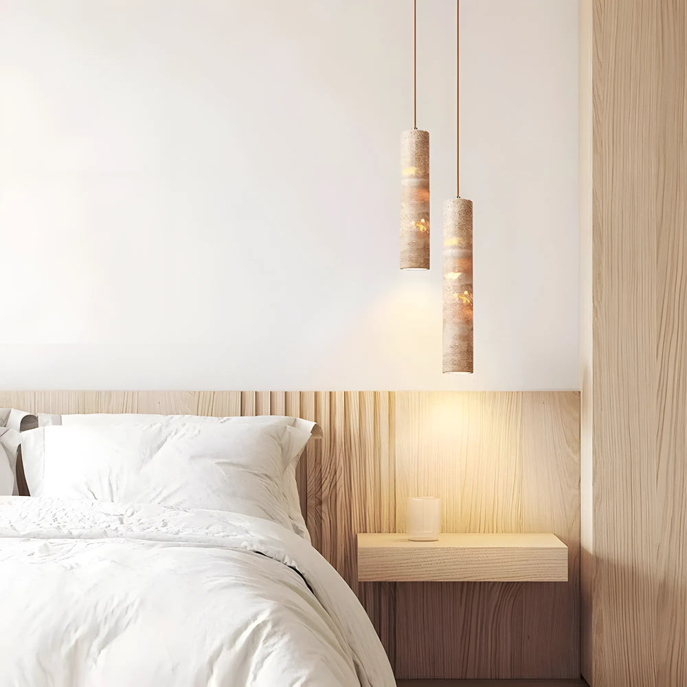 Cream marble cylinder LED pendant light