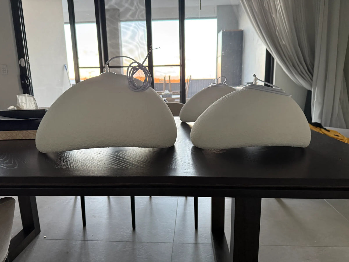 Nordic Wabi Sabi Fiberglass Pendant Light real product photo 2