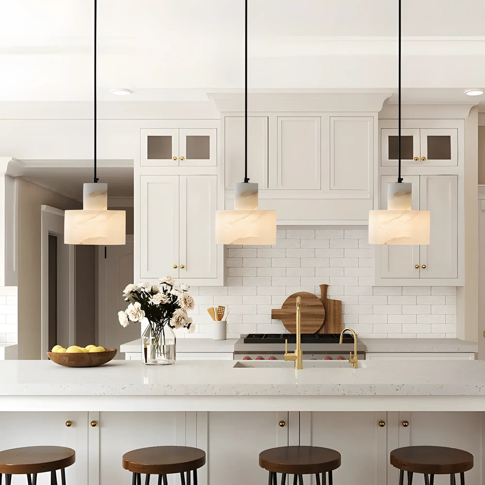 Nordic natural alabaster cylinder pendant light