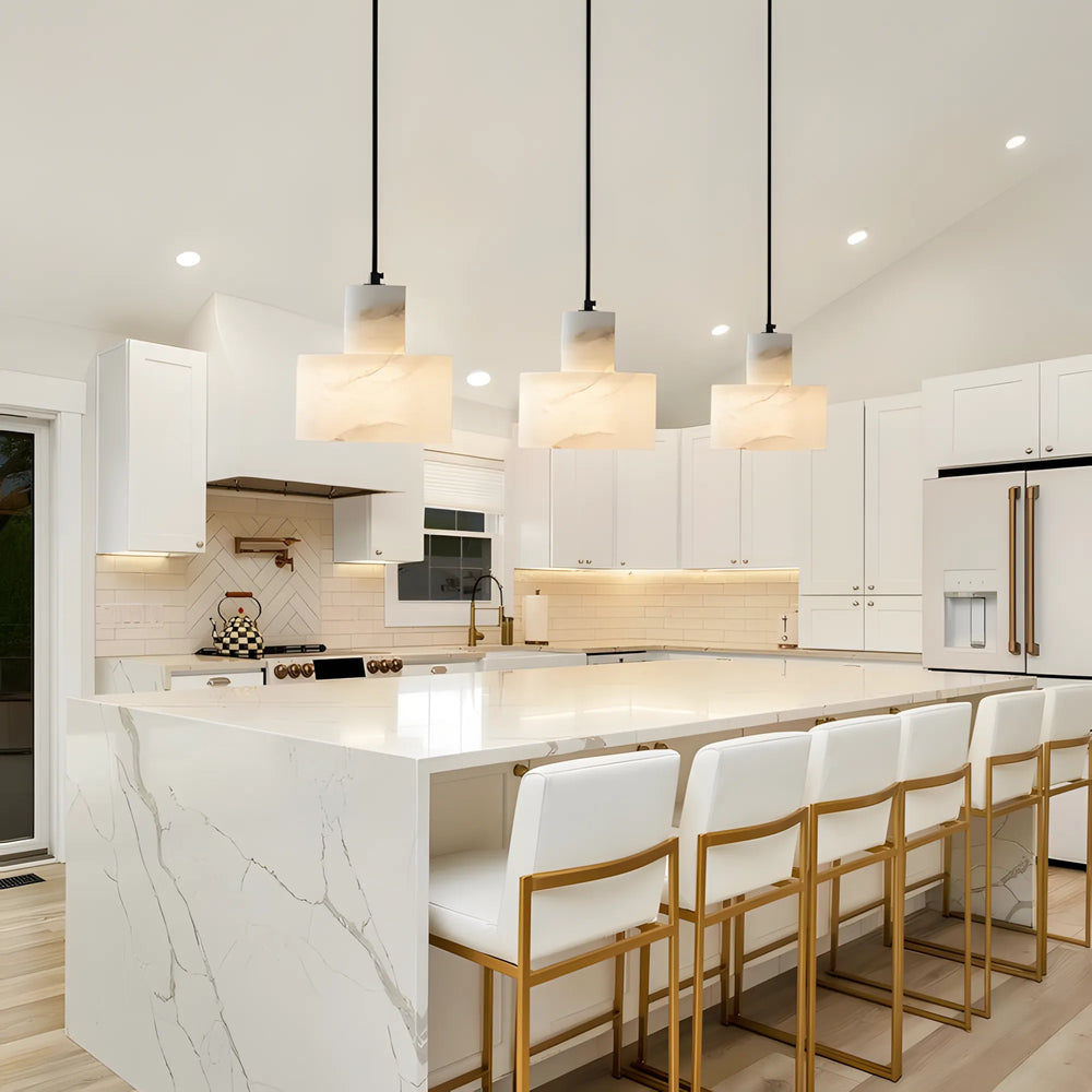 Nordic pendant light with natural alabaster shade