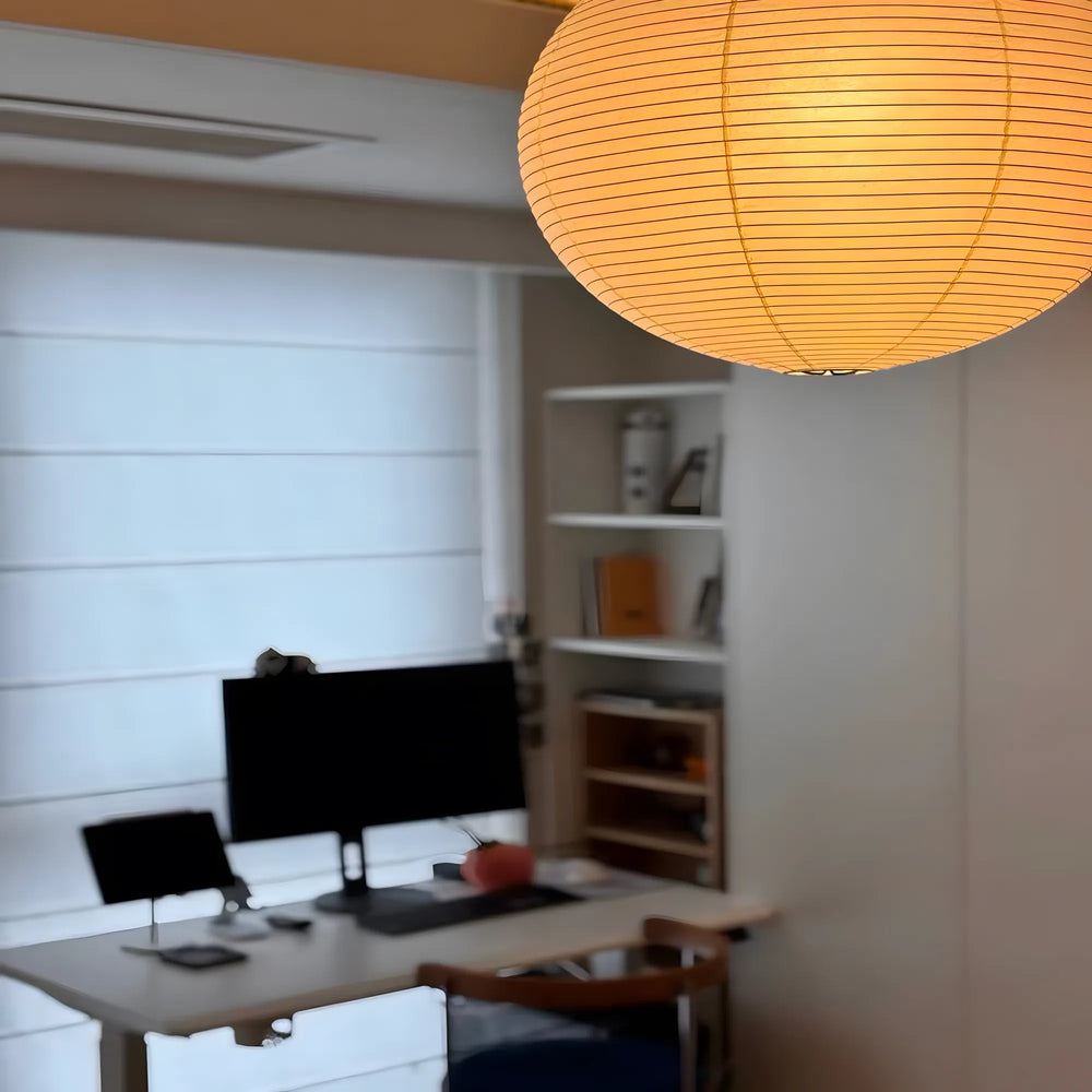 Sky Burst Japandi mulberry paper pendant light with natural-white shade, product view 16