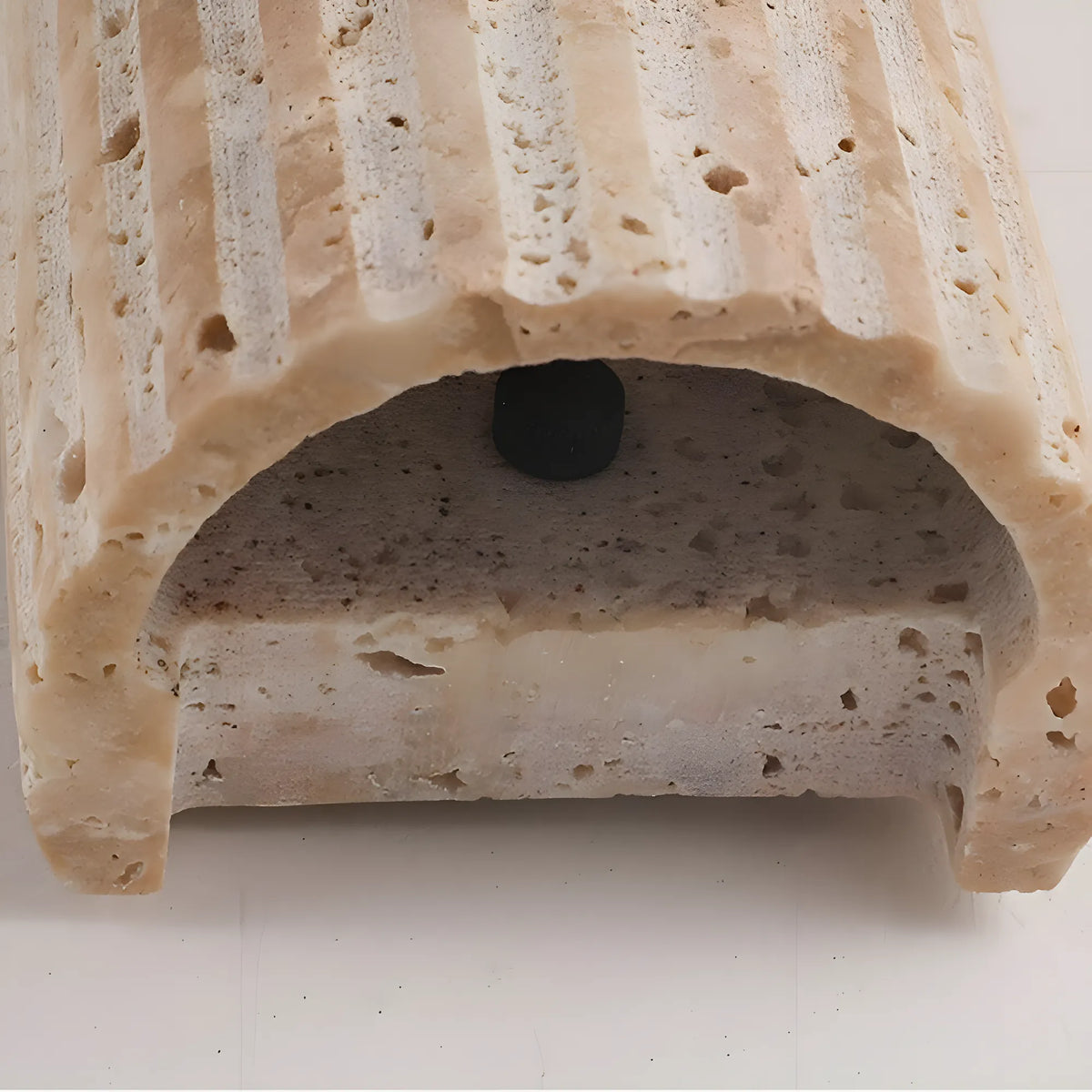 Minimalist rectangular travertine outdoor LED wall light